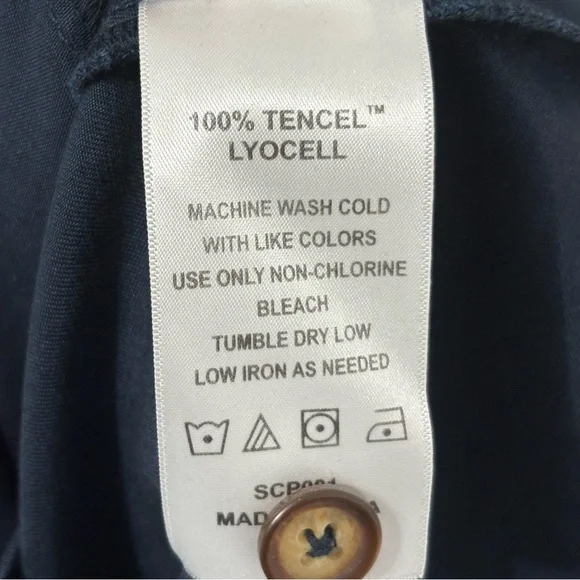 NWT Quince Vintage Wash Tencel Button Front Dress Sz  L Blue - Picture 6 of 6